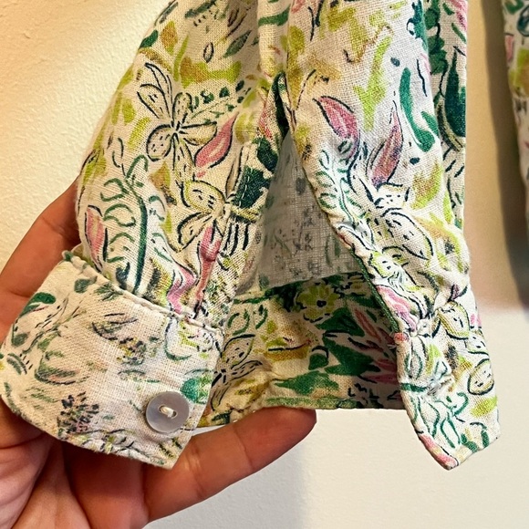 Cynthia Rowley Green and Pink Floral Shirt - Picture 6 of 6